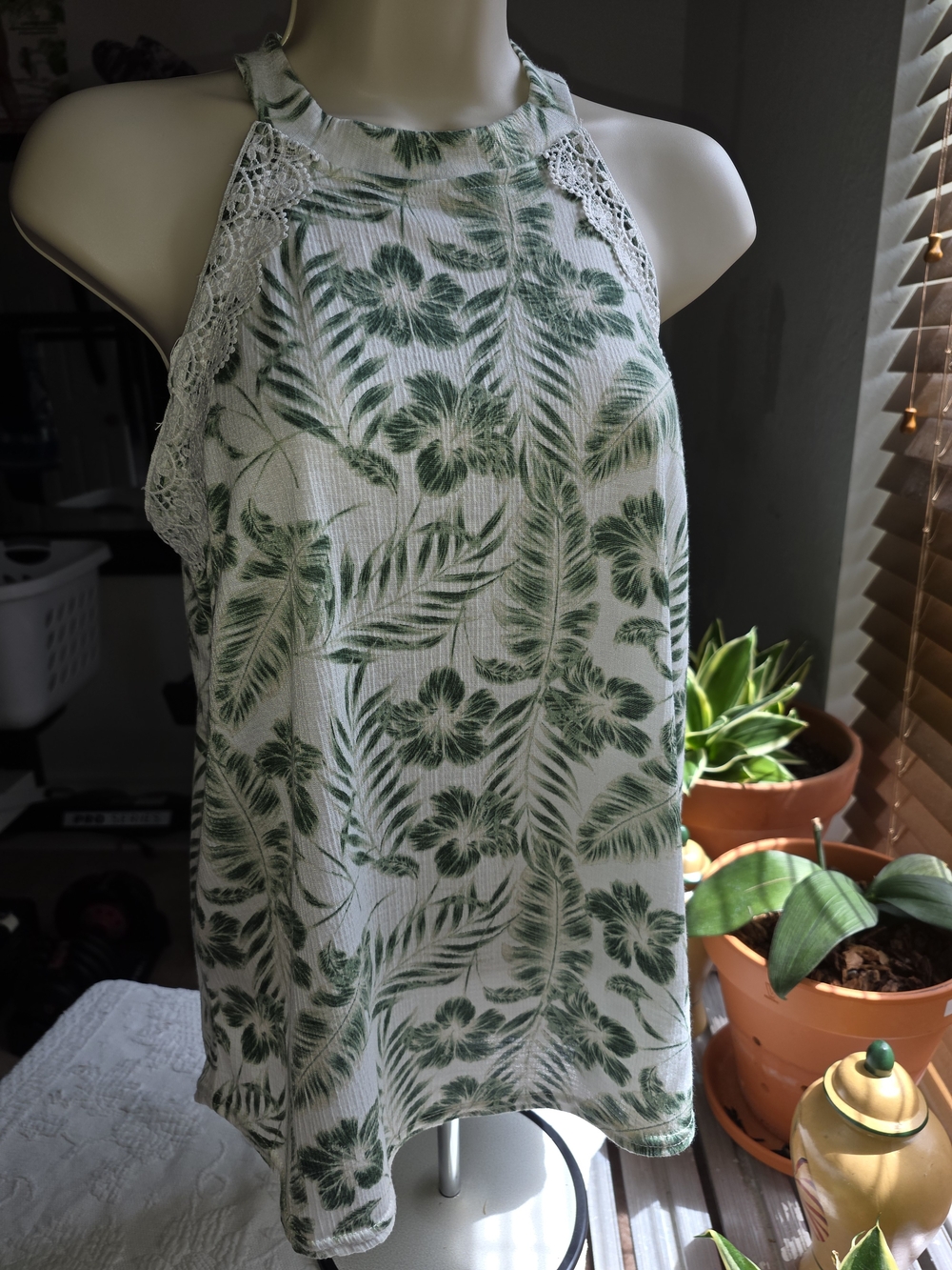Island Shores Floral Top with Lace Trim